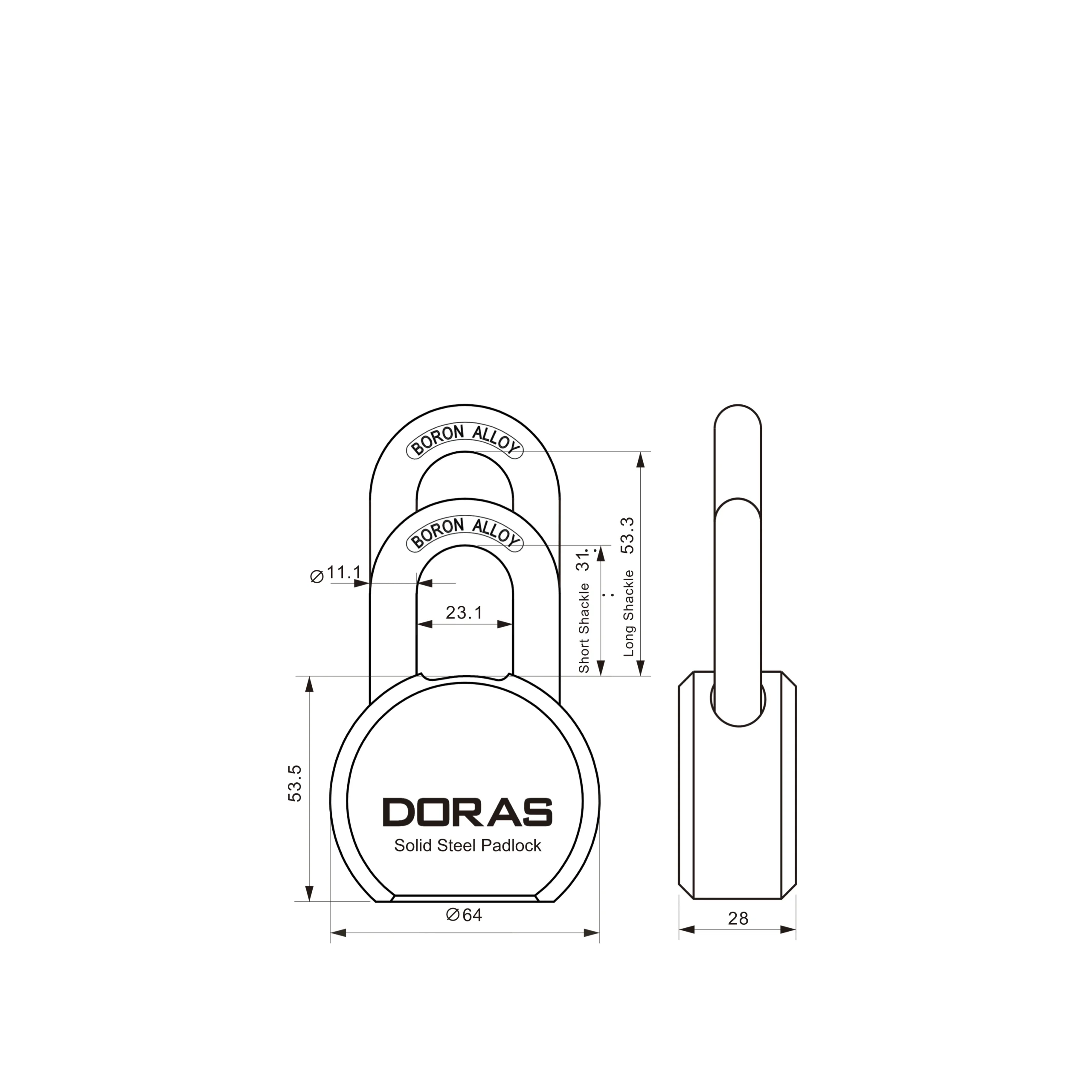 Dimensions Padlock